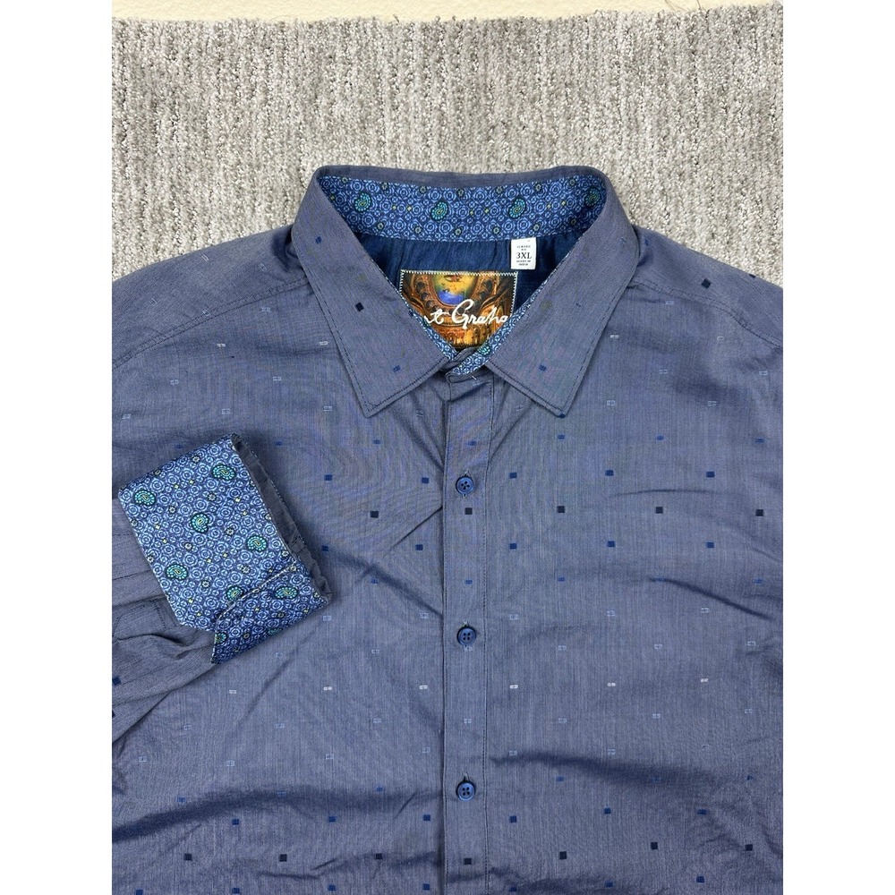 Robert Graham Geometric Long Sleeve Button Up Shirt Mens 3XL Paisley Flip Cuff